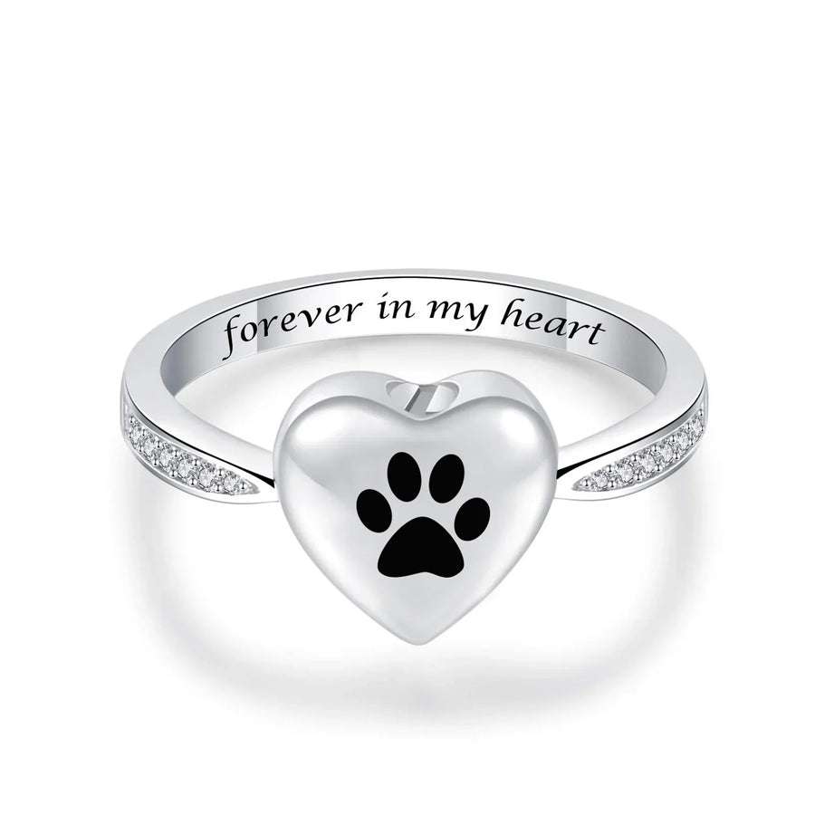 Heart Paw Print Urn Ring