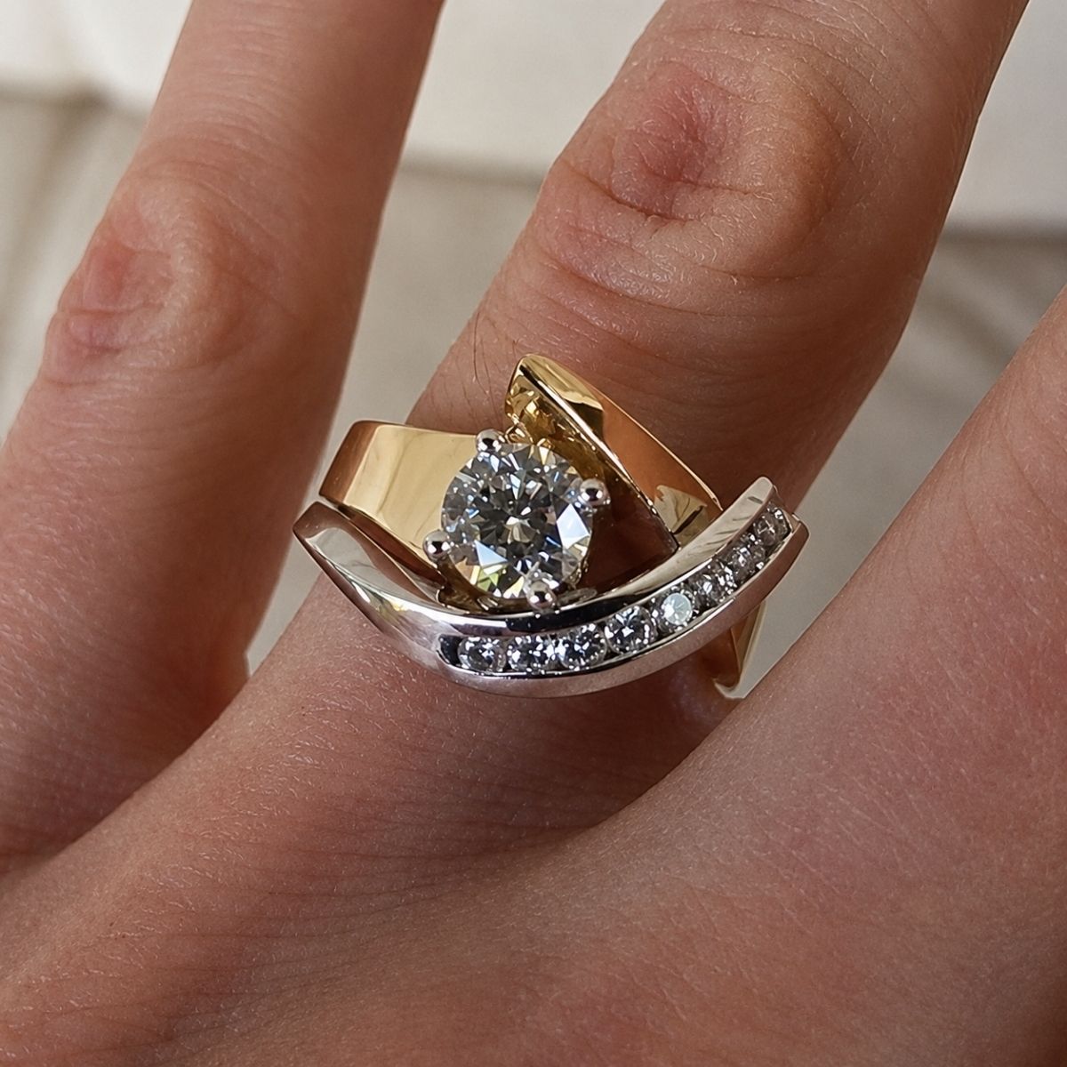 Vintage Two-Tone Gold & Silver Zirconia Ring