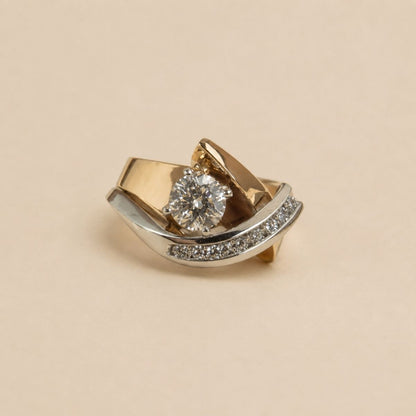 Vintage Two-Tone Gold & Silver Zirconia Ring