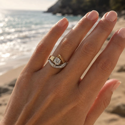 Vintage Two-Tone Gold & Silver Zirconia Ring