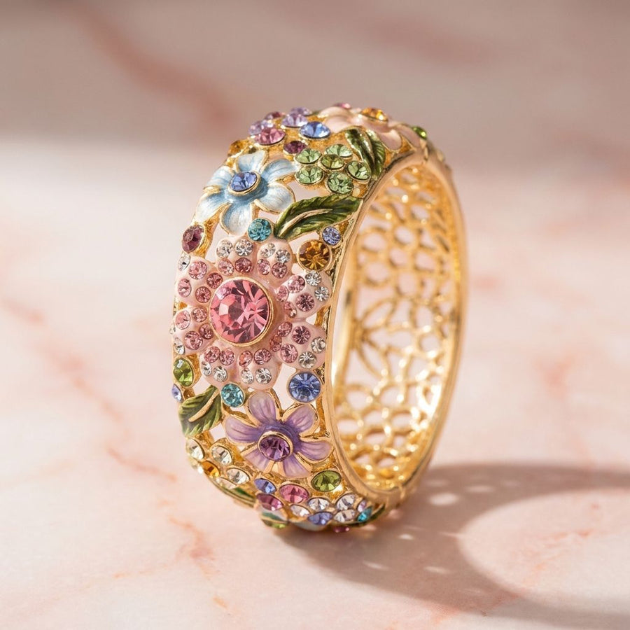 Vintage Golden Colorful Crystal Hollow Ring