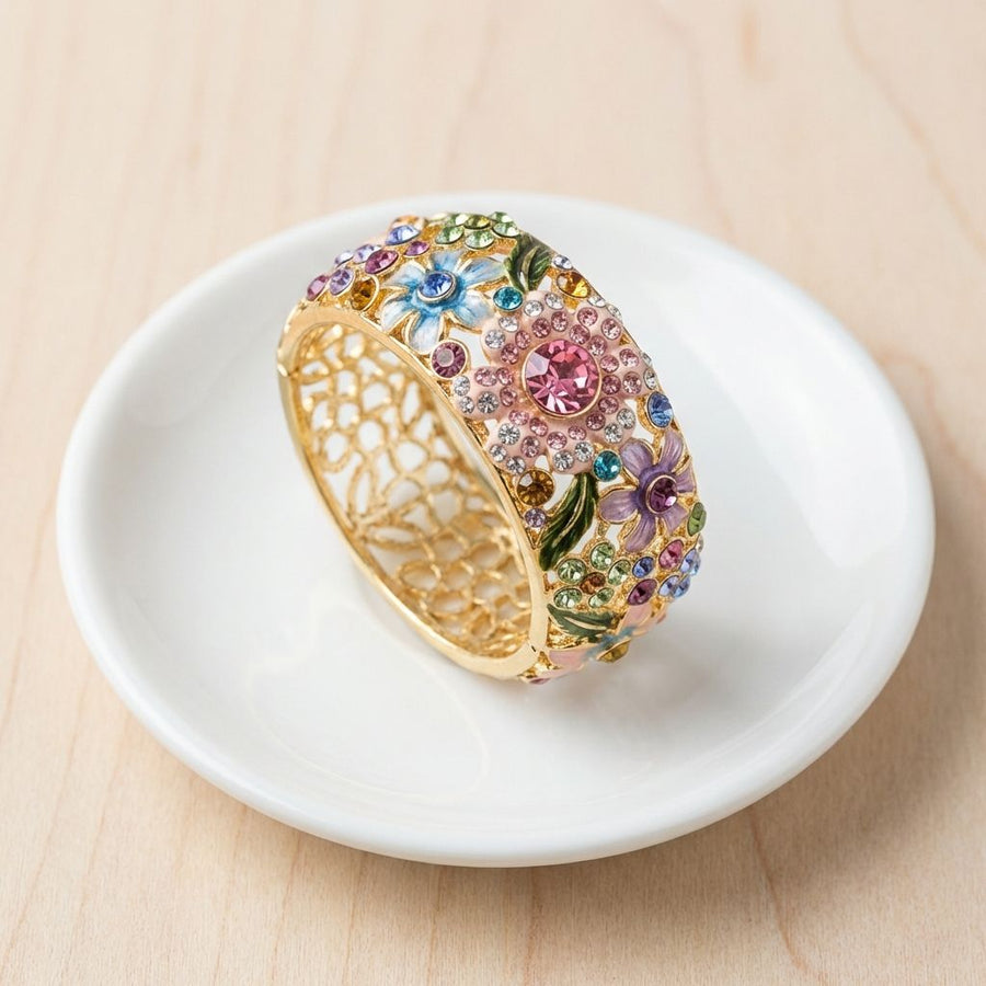 Vintage Golden Colorful Crystal Hollow Ring