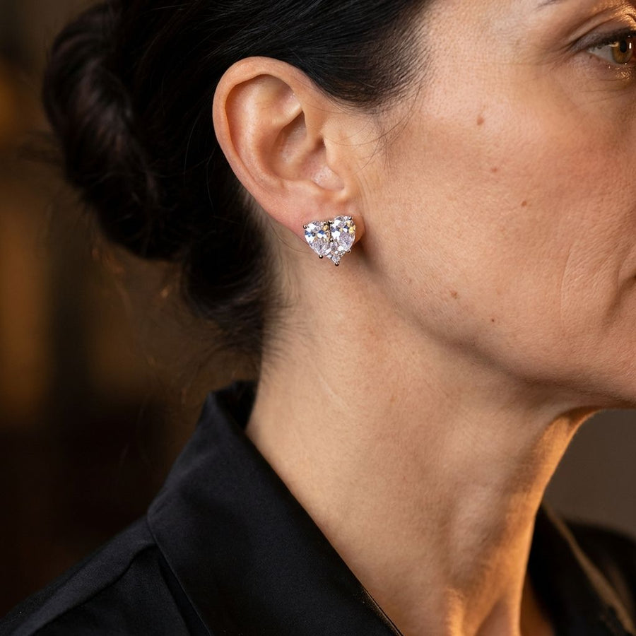 Timeless Heart-Shaped Brilliant Gemstone Sparkle Earrings