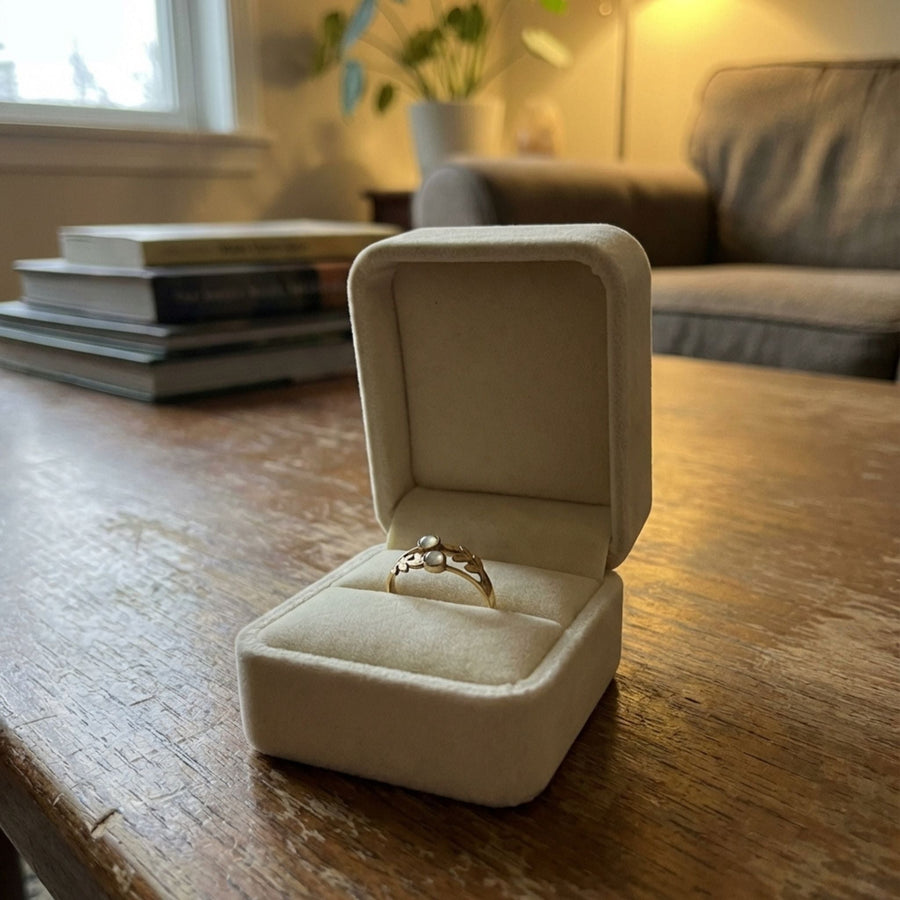 Vintage Golden Doble Moonstone Ring