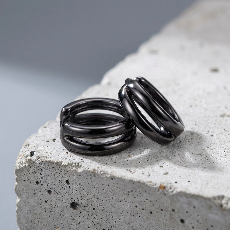 Vintage Black Double Hoop Earrings