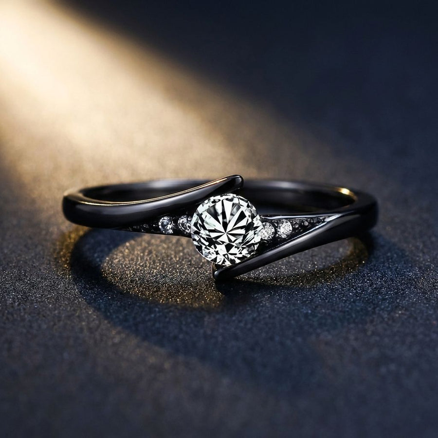 Vintage Black Gold Crystal Ring