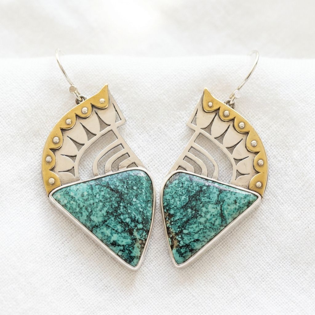 Vintage Turquoise Crown Earrings