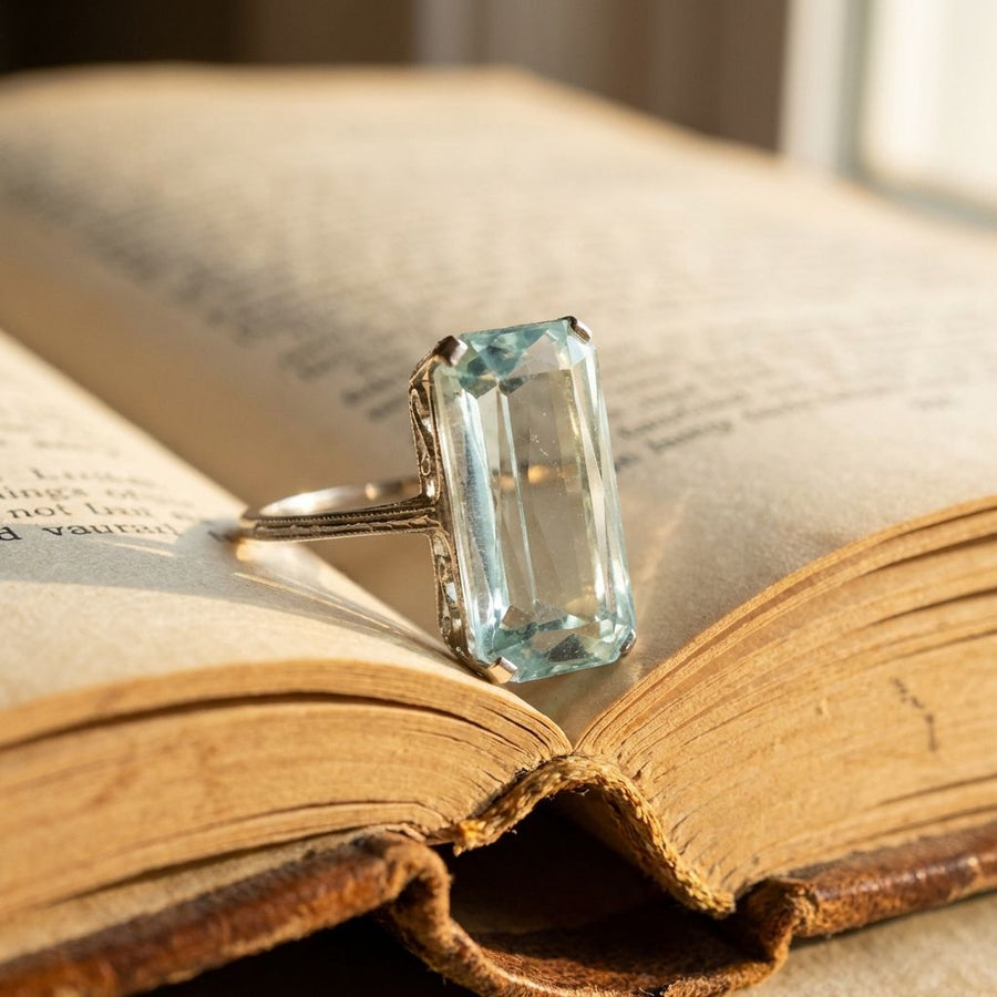 Vintage Light Turquoise Crystal Ring