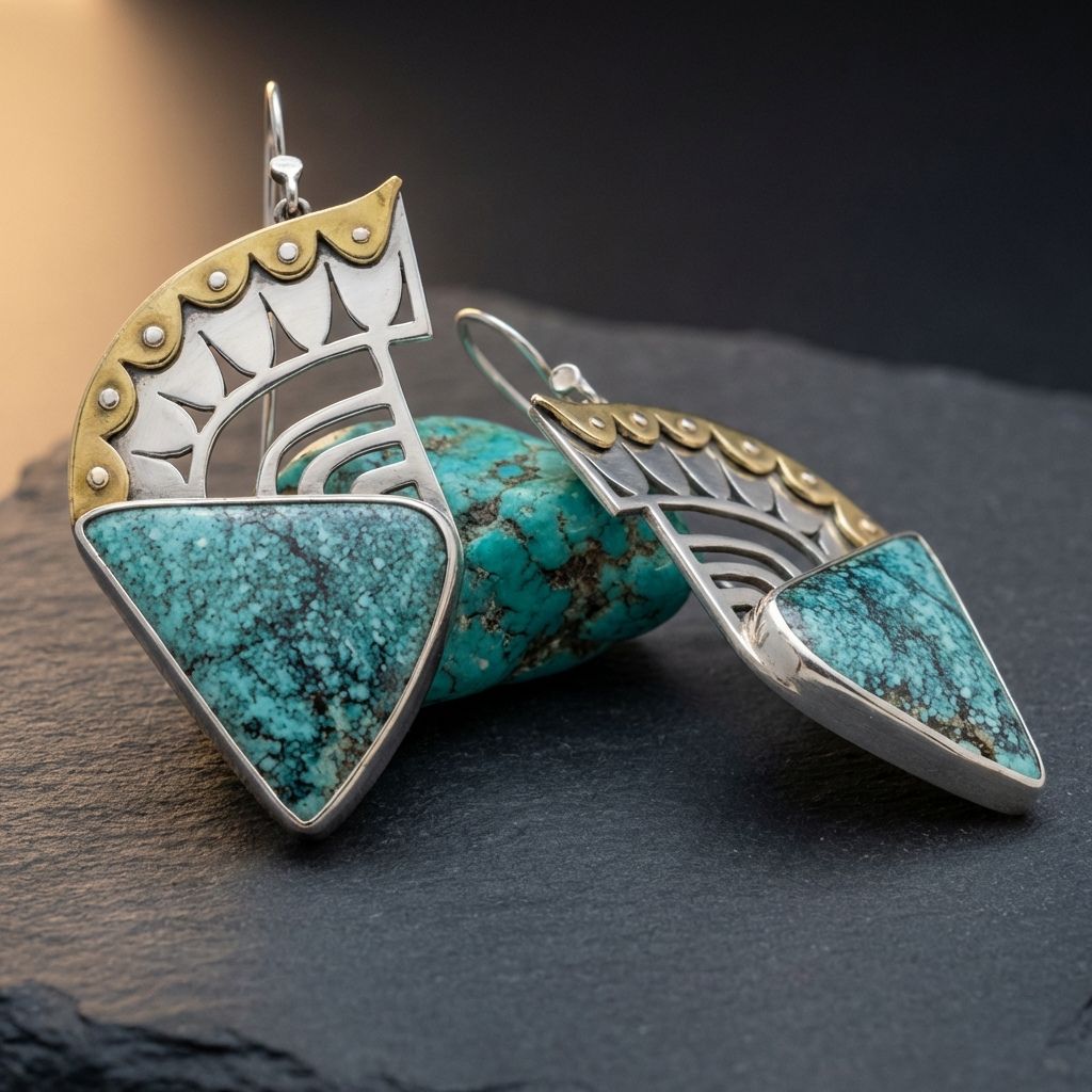 Vintage Turquoise Crown Earrings