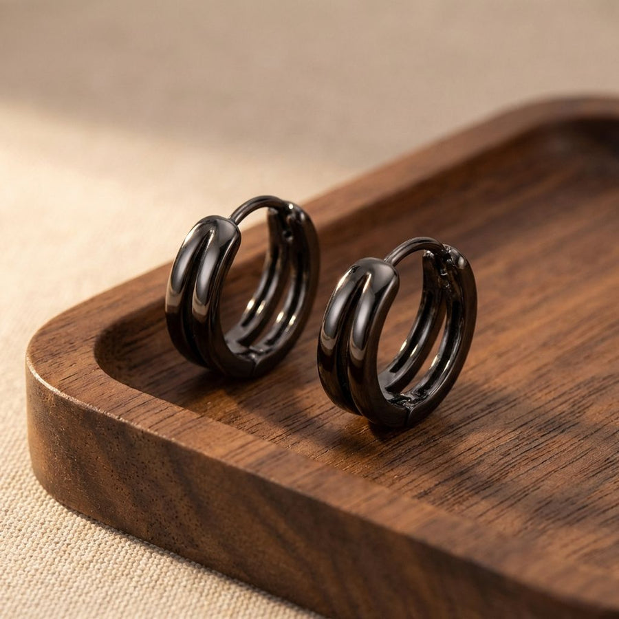 Vintage Black Double Hoop Earrings