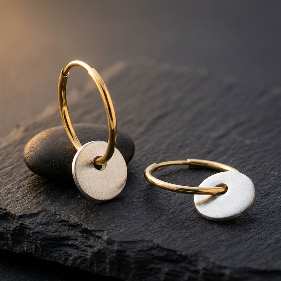 Golden Hoops Silver Earrings