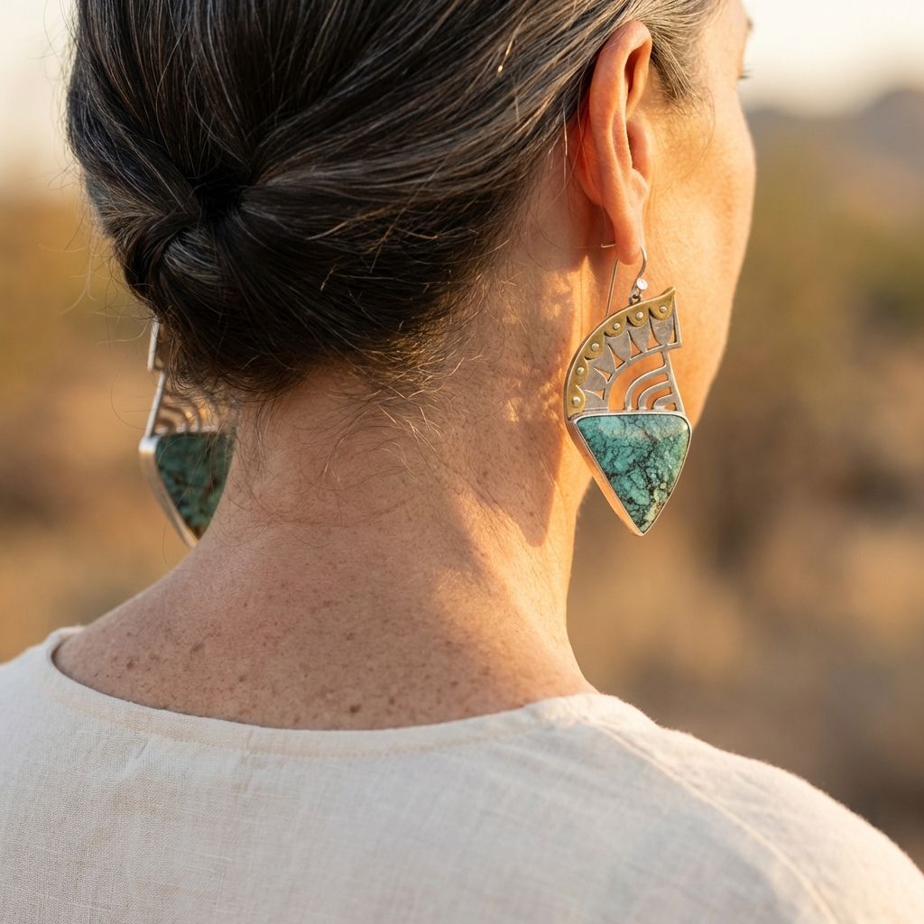 Vintage Turquoise Crown Earrings