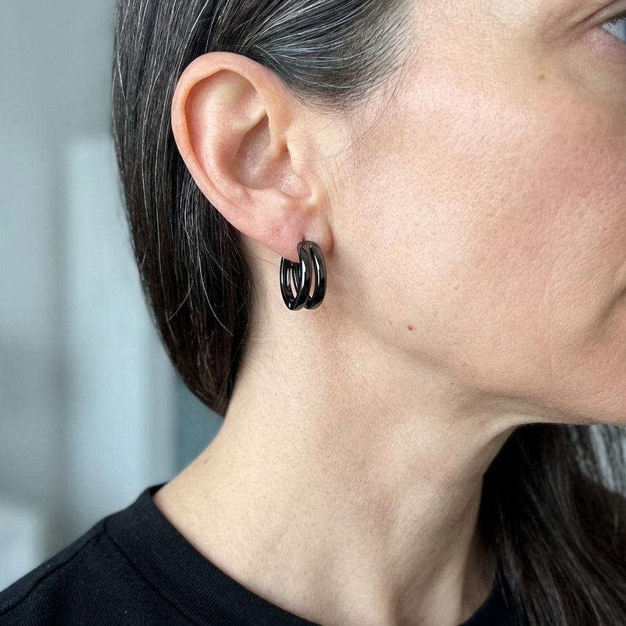 Vintage Black Double Hoop Earrings