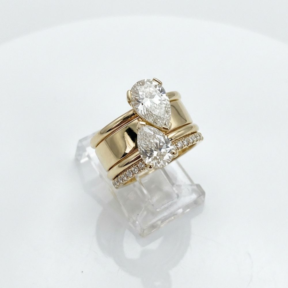 Vintage Double Zirconia Drop Ring