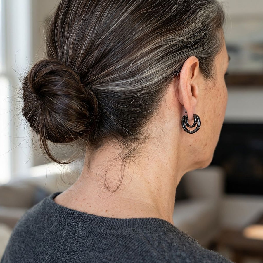 Vintage Black Double Hoop Earrings