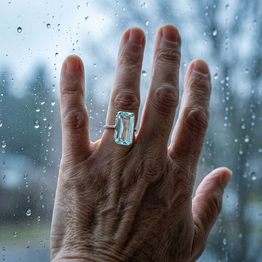 Vintage Light Turquoise Crystal Ring