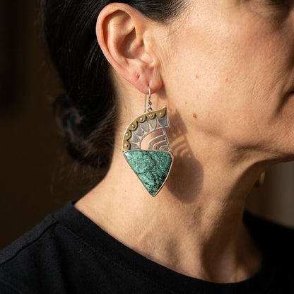 Vintage Turquoise Crown Earrings