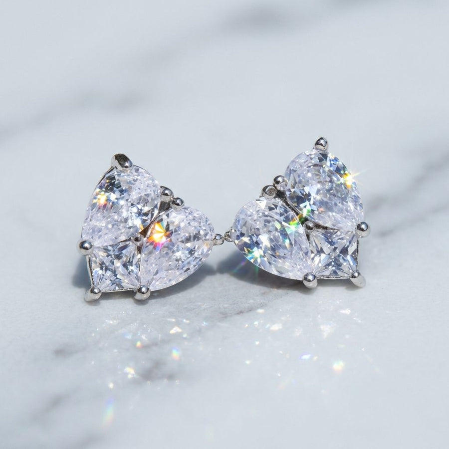 Timeless Heart-Shaped Brilliant Gemstone Sparkle Earrings
