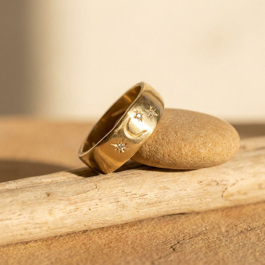 Vintage Golden Starry Night Ring