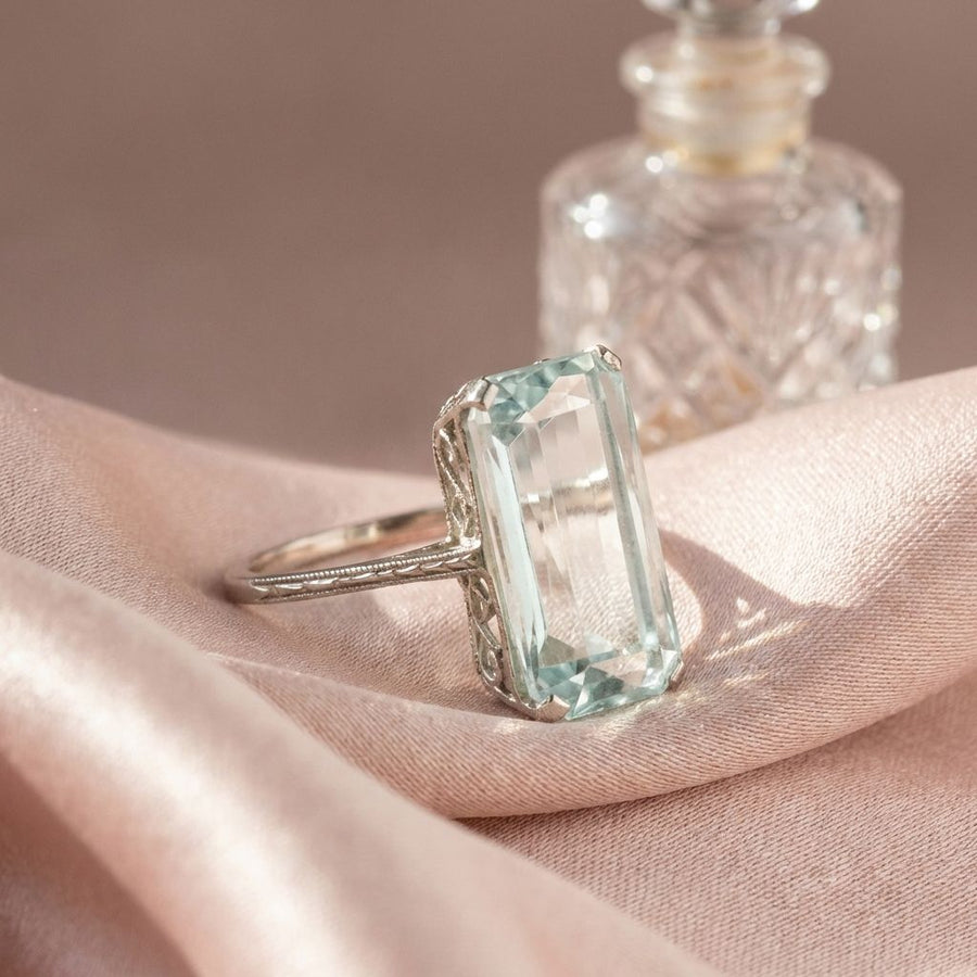 Vintage Light Turquoise Crystal Ring