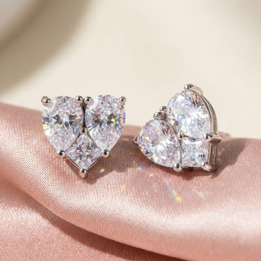 Timeless Heart-Shaped Brilliant Gemstone Sparkle Earrings