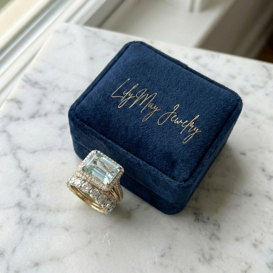 Vintage Silver Turquoise Glass Ring Set