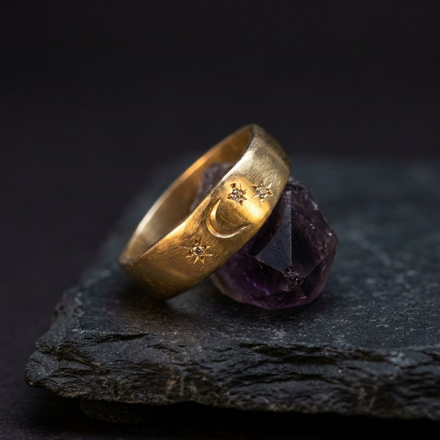 Vintage Golden Starry Night Ring