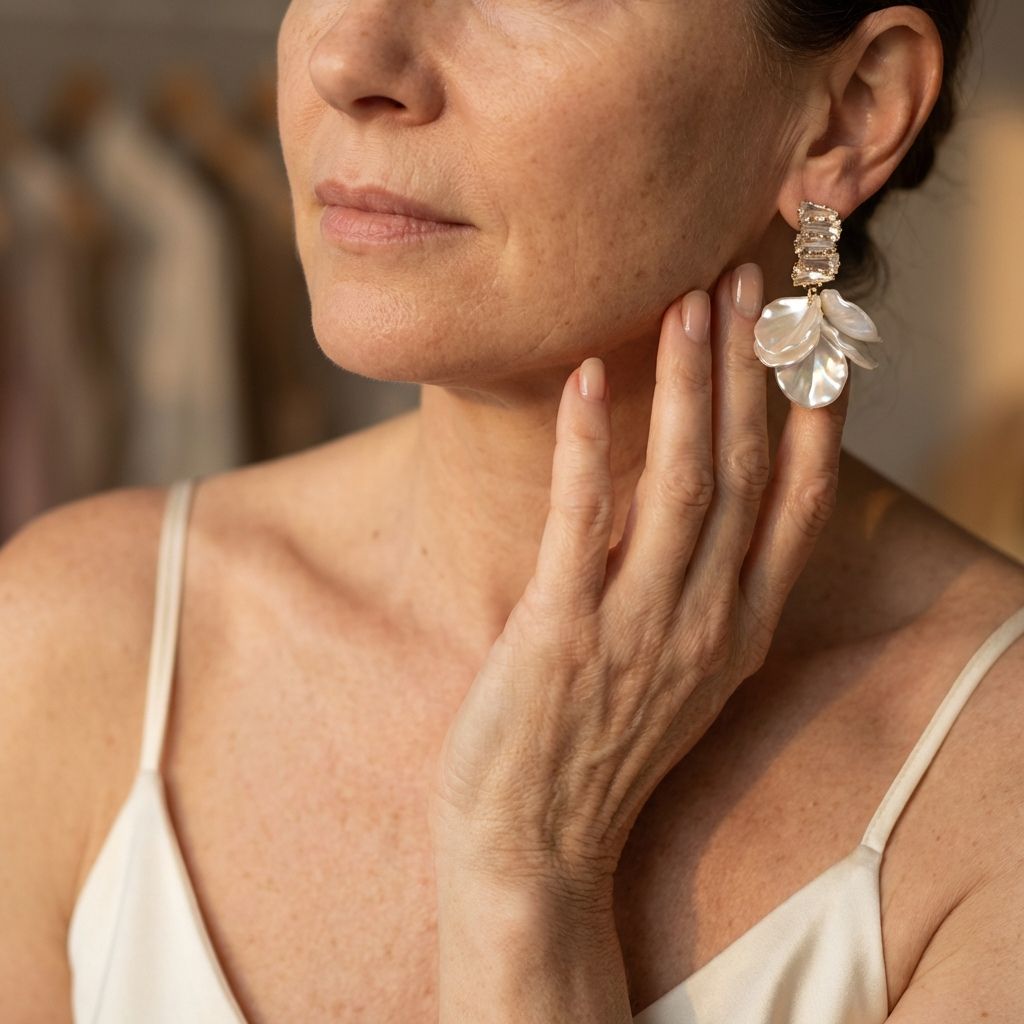 Elegant Gold Petal Earrings in White