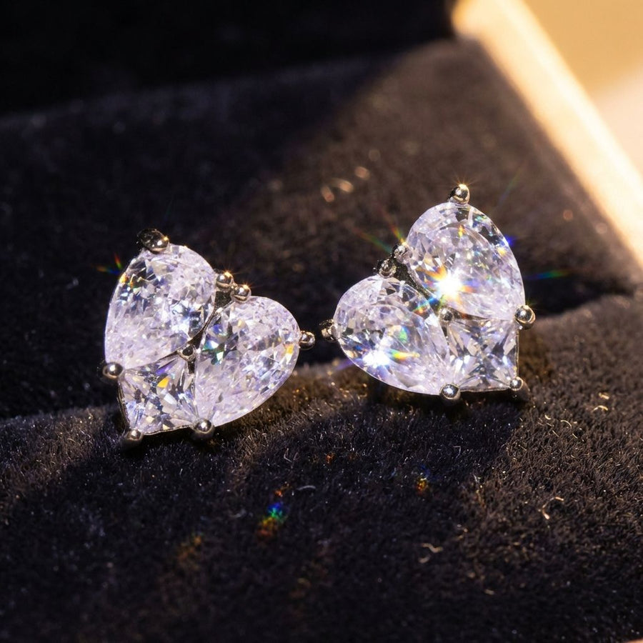 Timeless Heart-Shaped Brilliant Gemstone Sparkle Earrings