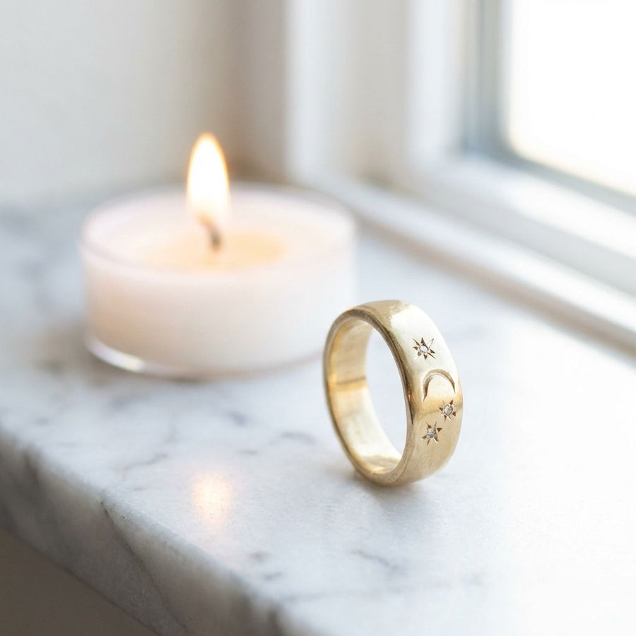 Vintage Golden Starry Night Ring