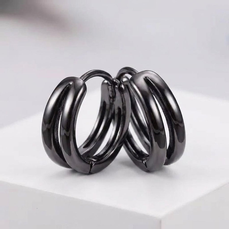 Vintage Black Double Hoop Earrings