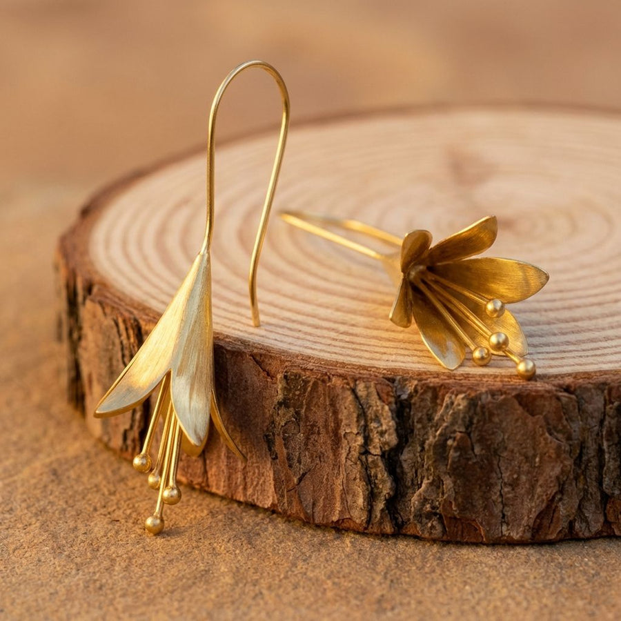 Vintage Gold & Silver Lotus Earrings