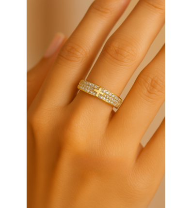Gold Sparkling Faith Resizable Ring-Lydieannejewelry