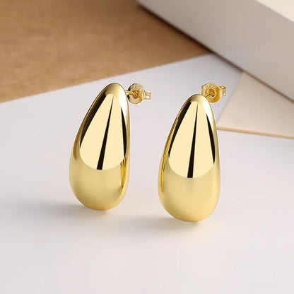 Elegant Gold Water Drop Glossy Earrings