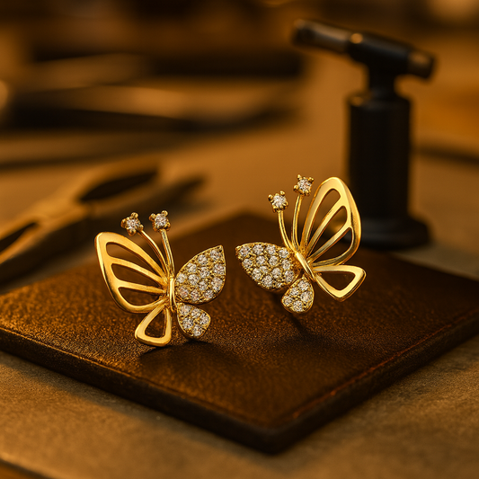 Elegant Zircon Butterfly Stud Earrings