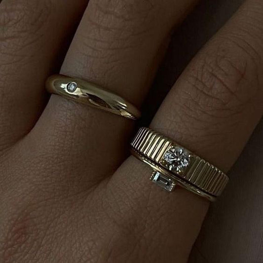 Vintage Gold Plated Zirconia Ring Set-Lydieannejewelry