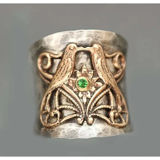 Vintage Carved Golden Ring Round Tube Ring