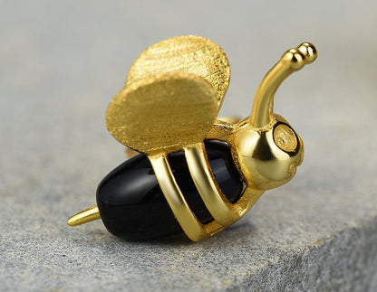 Dripping Honey & Bee Earrings with Zirconia