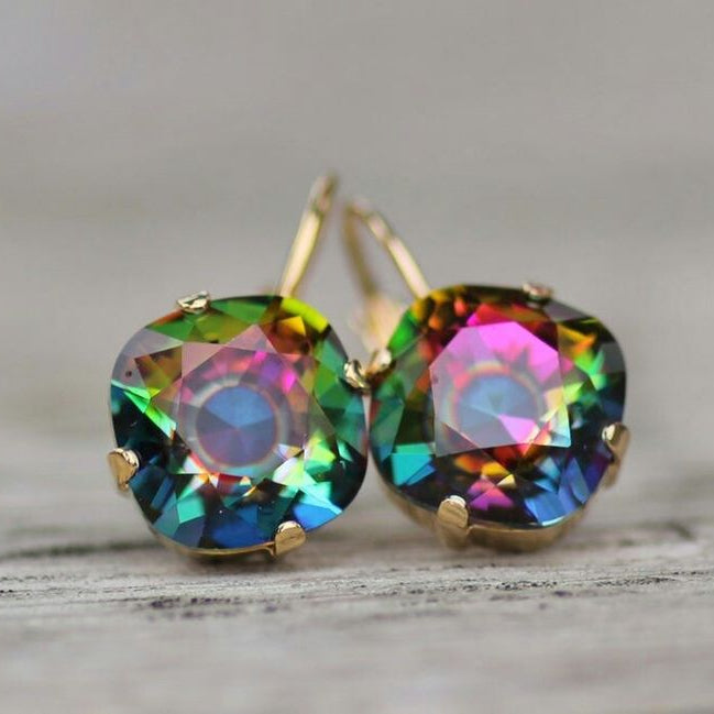 Vintage Rainbow Zirconia Earrings-Lydieannejewelry