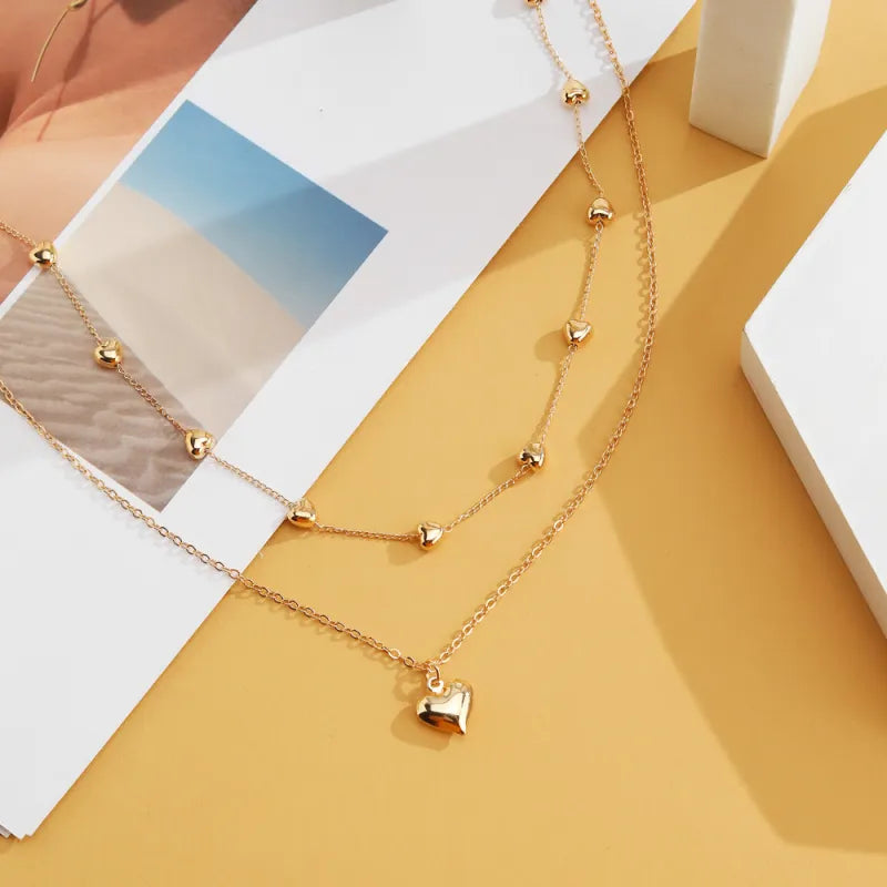 Vintage Double Heart Pendant Necklace