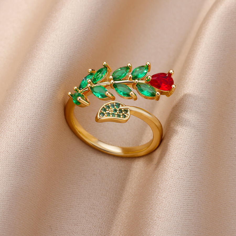 Golden Colorful Zirconia Rose Ring