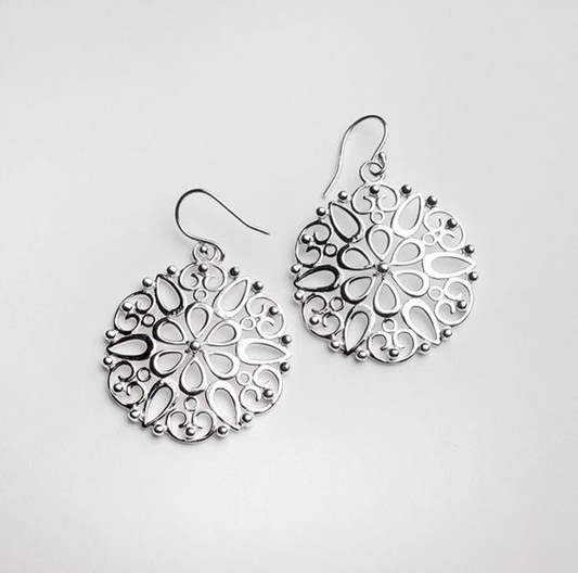 Vintage Hollow Mandala Rounded Earrings-Lydieannejewelry