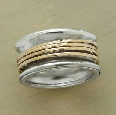 Golden Thread Ring in Vintage Silver-Lydieannejewelry