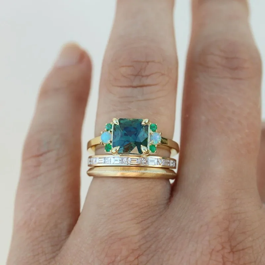Vintage Blue Glass Ring Set-Lydieannejewelry