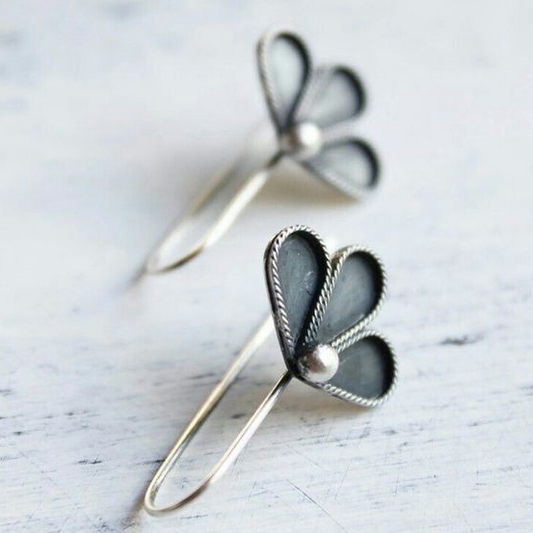 Vintage Black Lotus Earrings