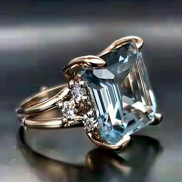 VIntage Layered Zirconia Blue Crystal Ring-Lydieannejewelry