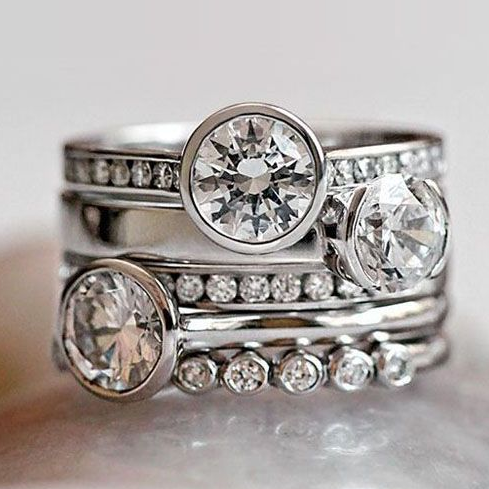 Vintage Silver & Crystal Layered Ring-Lydieannejewelry