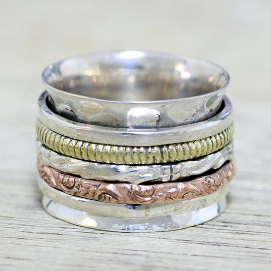 Vintage Gold & Silver Rose Ring-Lydieannejewelry