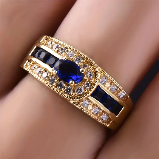Vintage Blue Bright Ring-Lydieannejewelry
