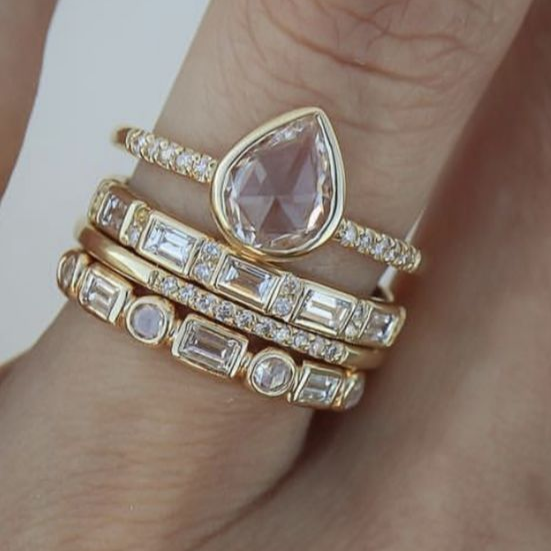 Vintage Oval Glass Ring Set-Lydieannejewelry